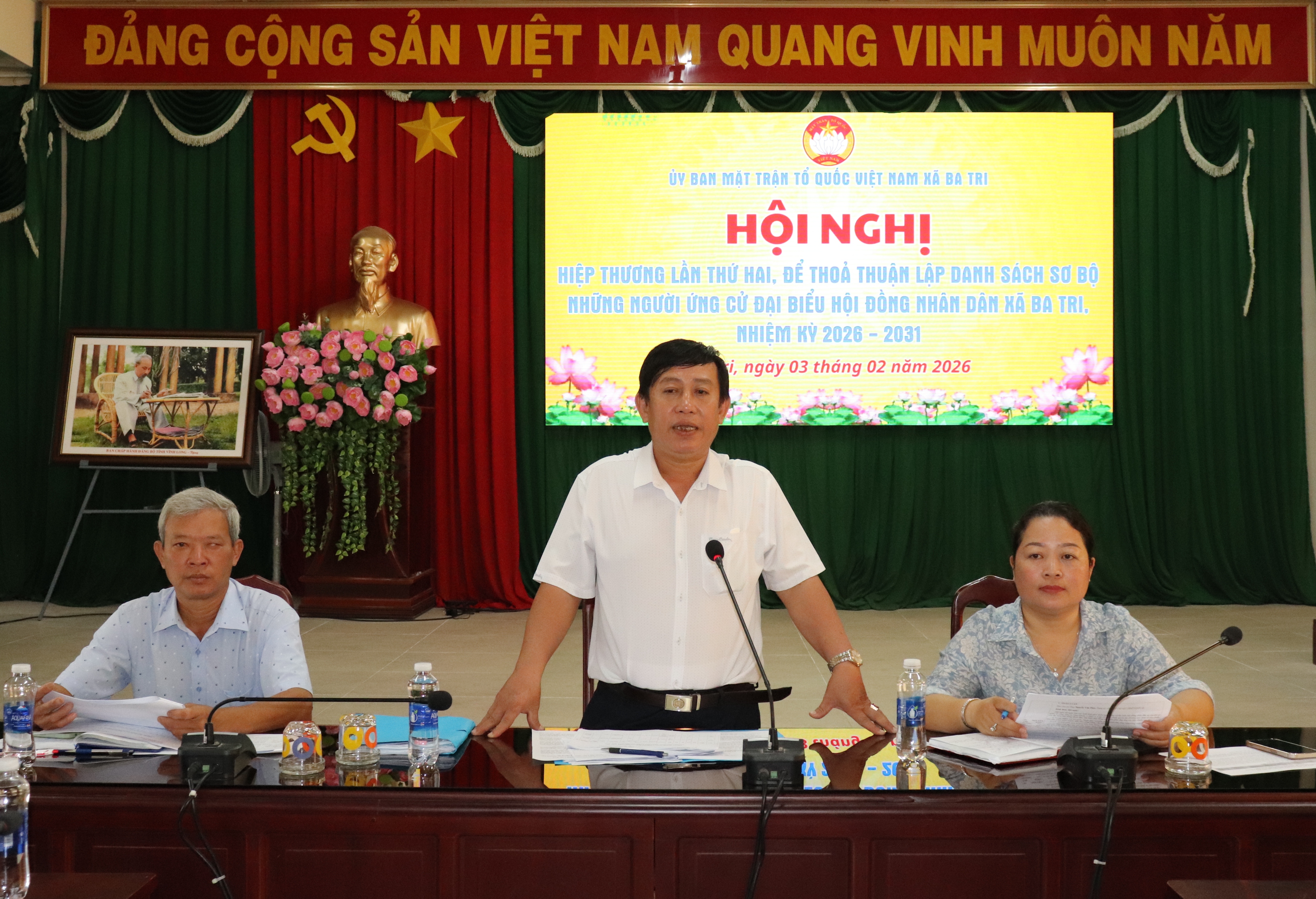 Hội nghị Hiệp thương lần hai thỏa thuận lập danh sách sơ bộ những người ứng cử đại biểu HĐND xã Ba Tri nhiệm kỳ 2026-2031