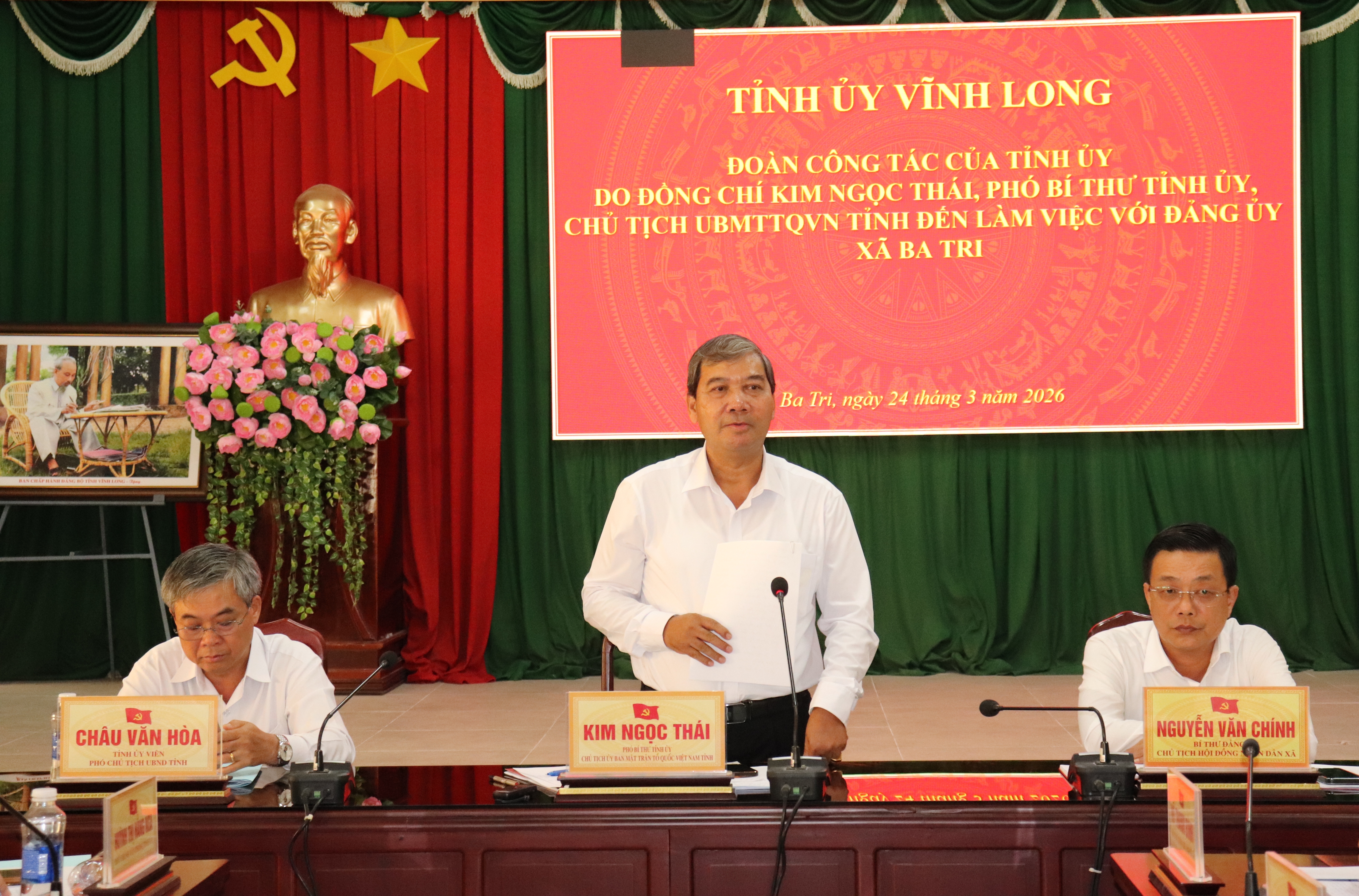 Tỉnh ủy kiểm tra việc triển khai thực hiện Nghị quyết Đại hội Đảng các cấp tại Đảng ủy xã Ba Tri