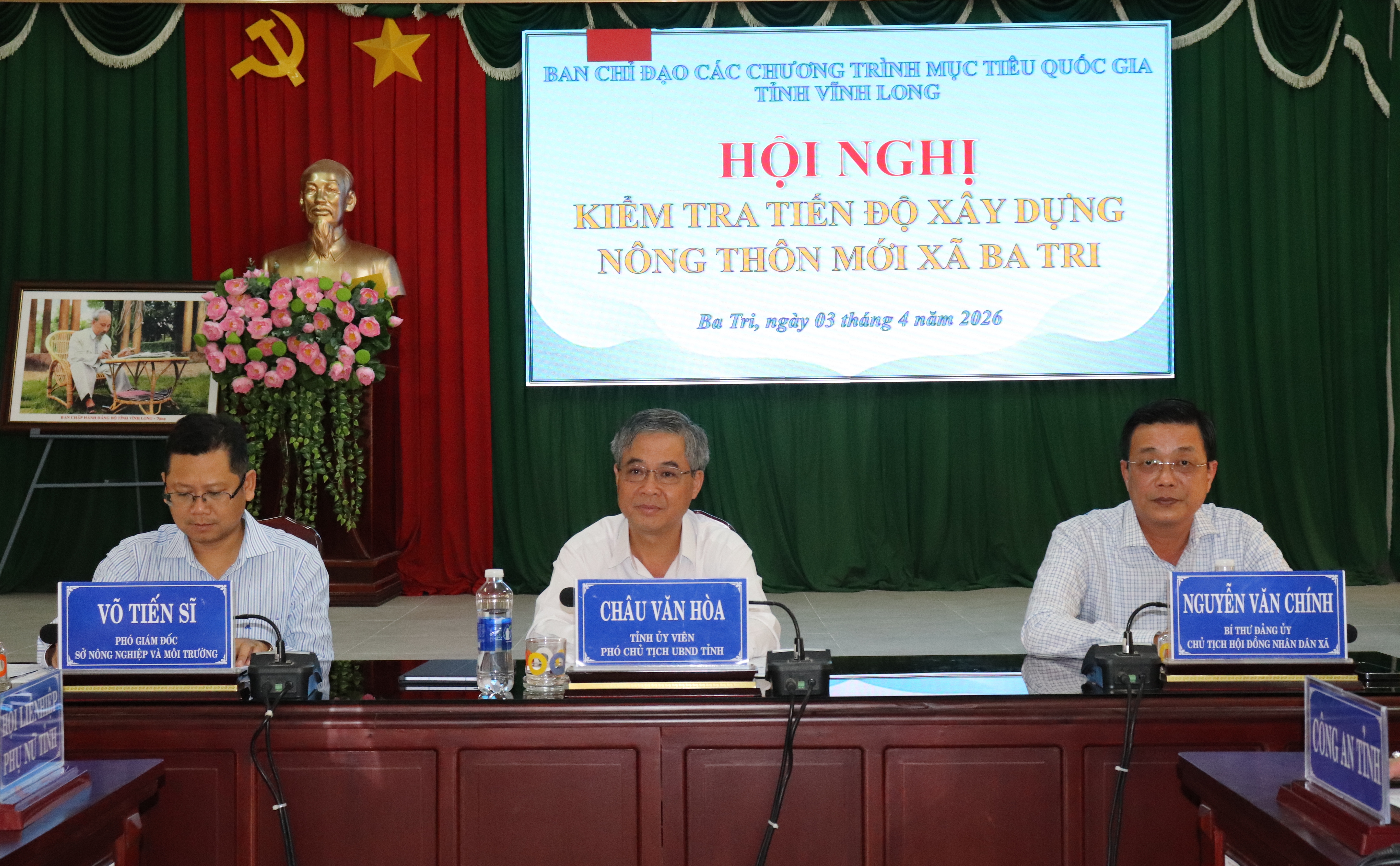 Ban Chỉ đạo tỉnh kiểm tra tiến độ xây dựng nông thôn mới 2026 xã Ba Tri

